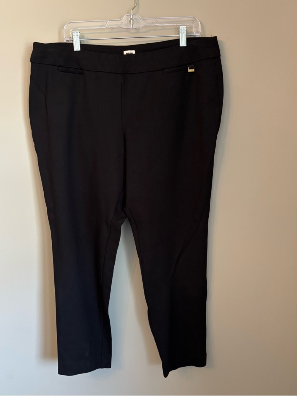 Anne Klein Black Pants XL Pull On Stretch Slim Straight Work Career